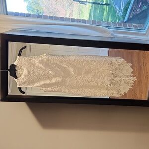 White Lace High/Low Sleeveless Dress